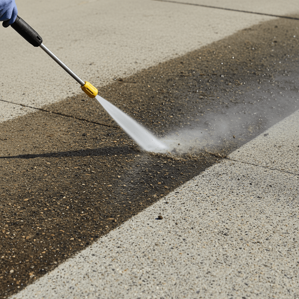Driveway cleaning removing dirt and stains