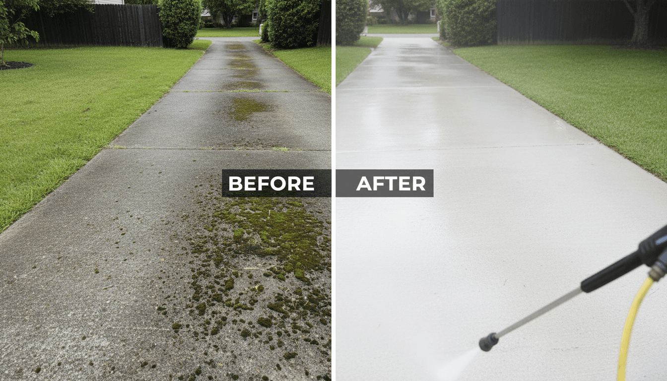 Before and after house exterior cleaning results
