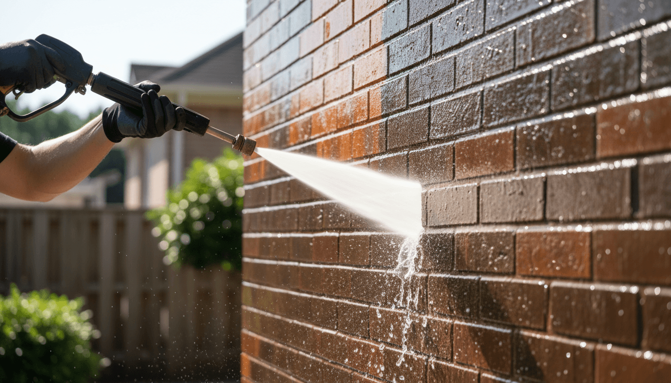 Pressure washing house exterior in St. Augustine