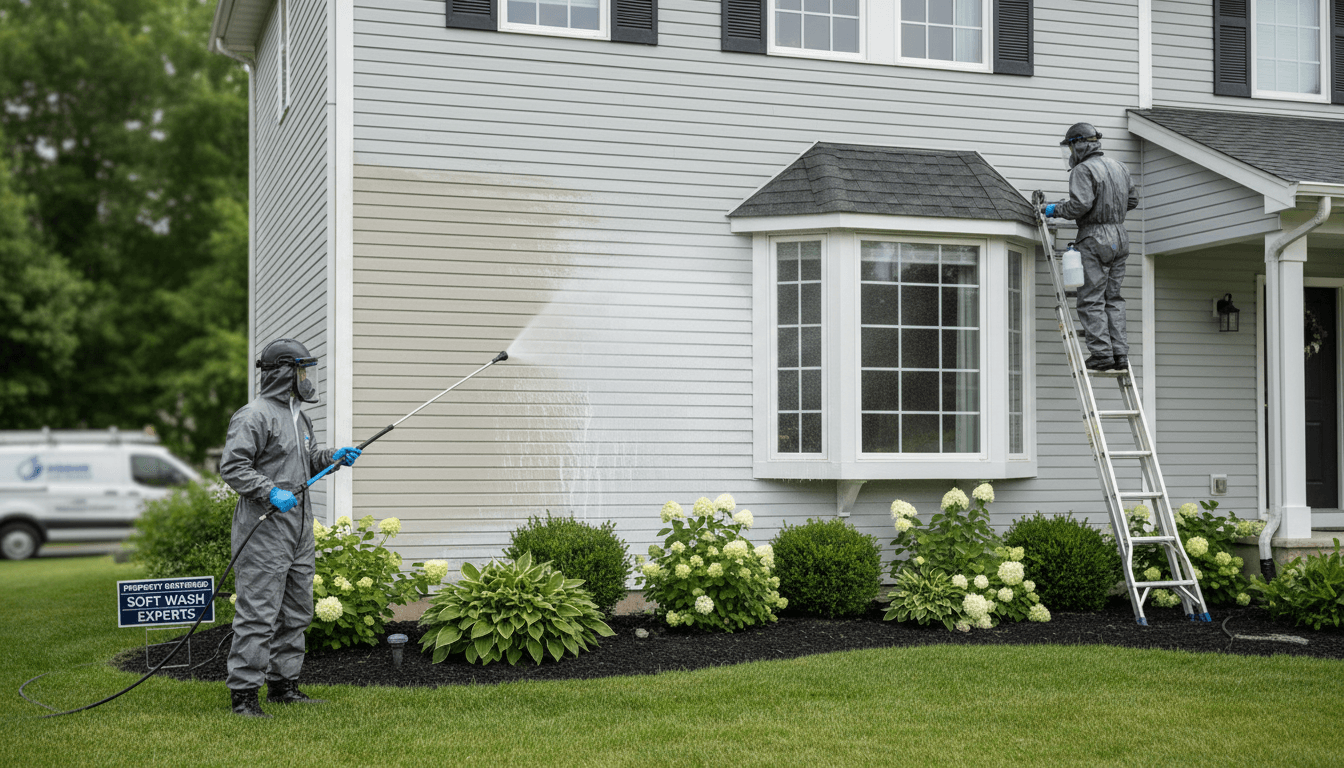 House exterior soft washing service