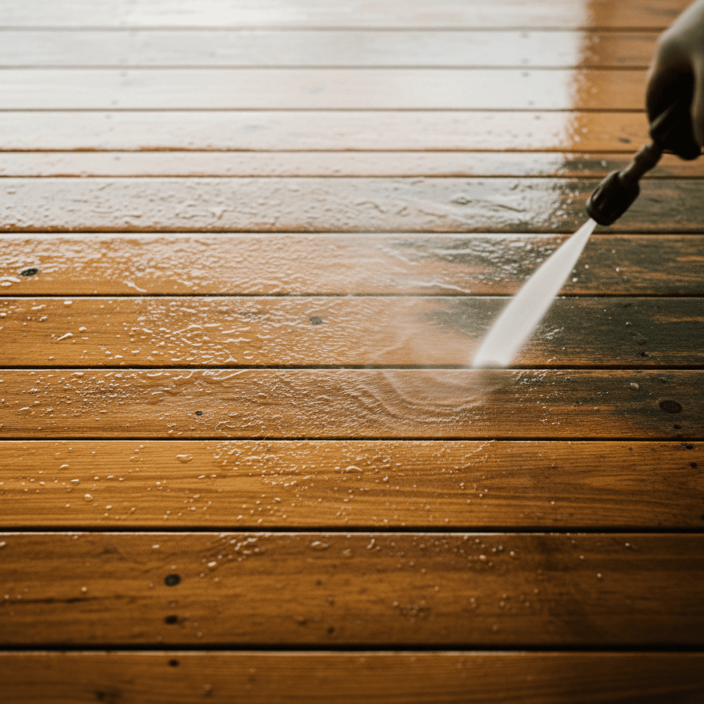 Cleaned wooden deck