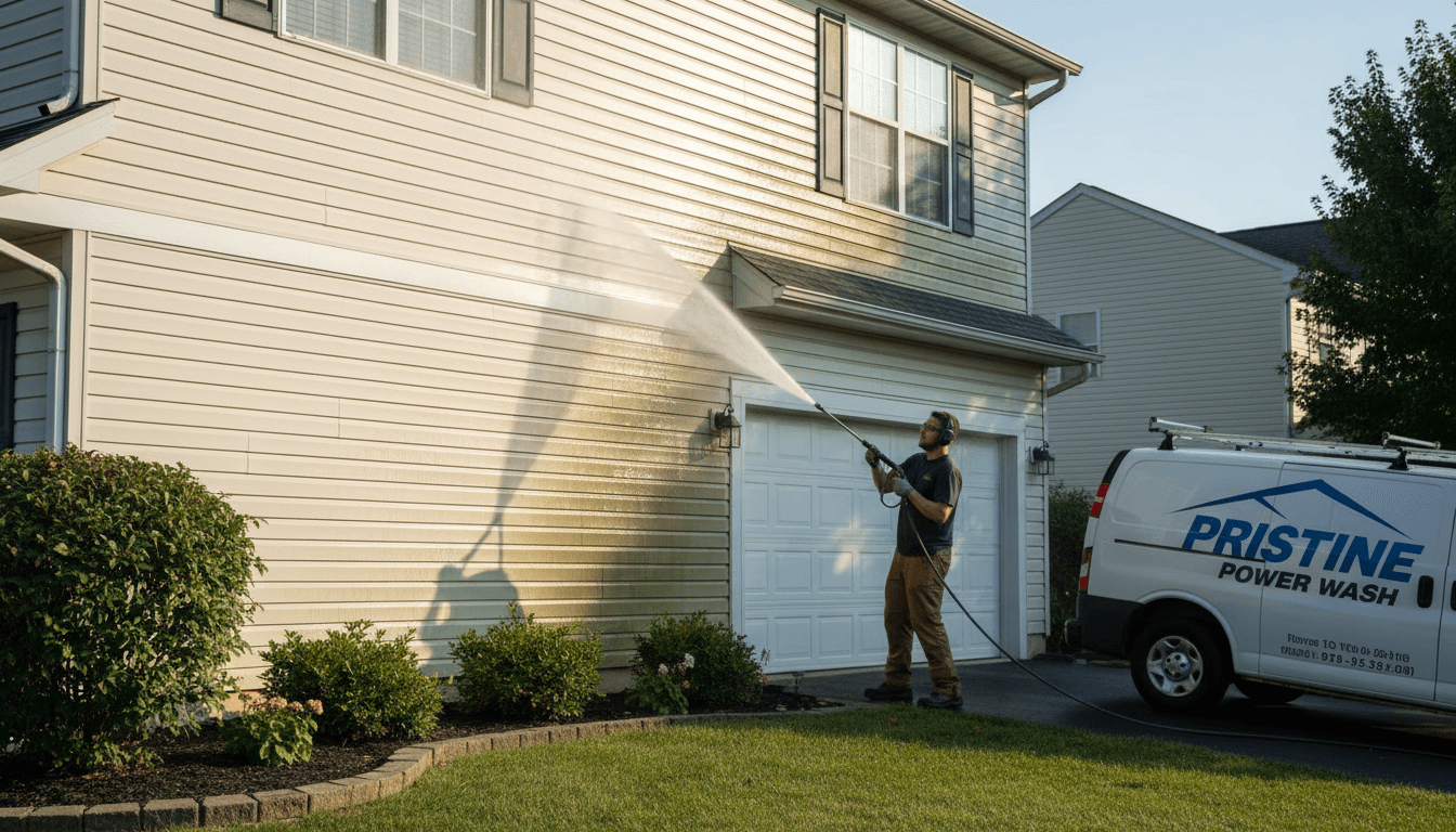 House exterior pressure washing